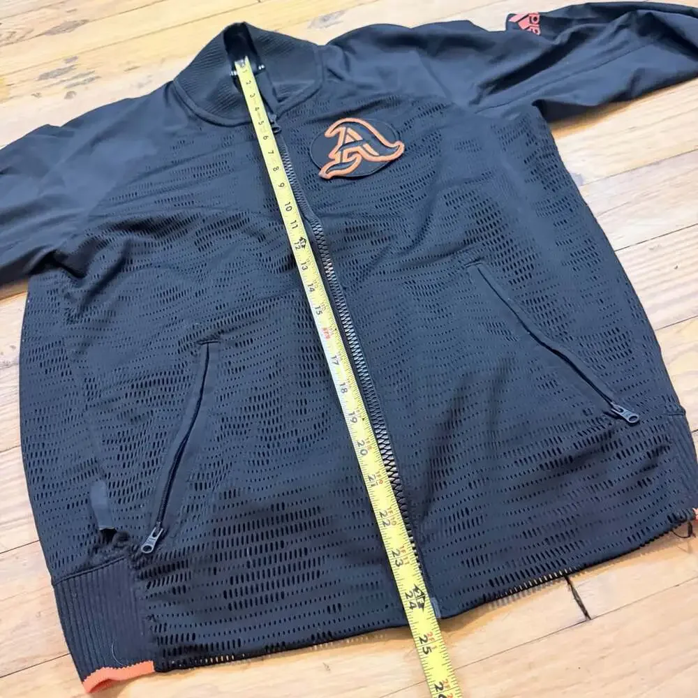 Adidas Primeblue Varsity Tennis Jacket Black True Orange FP8120 Size Medium